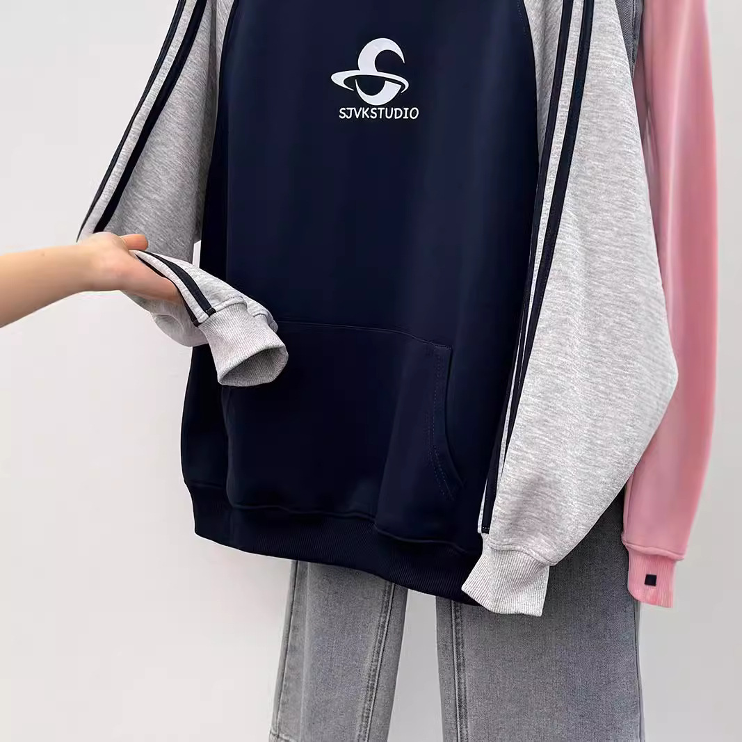 Felpa unisex coppia outfit primavera autunno sottile 2024 felpa con cappuccio stampata larga stile coreano top 100 kg_voghion.com