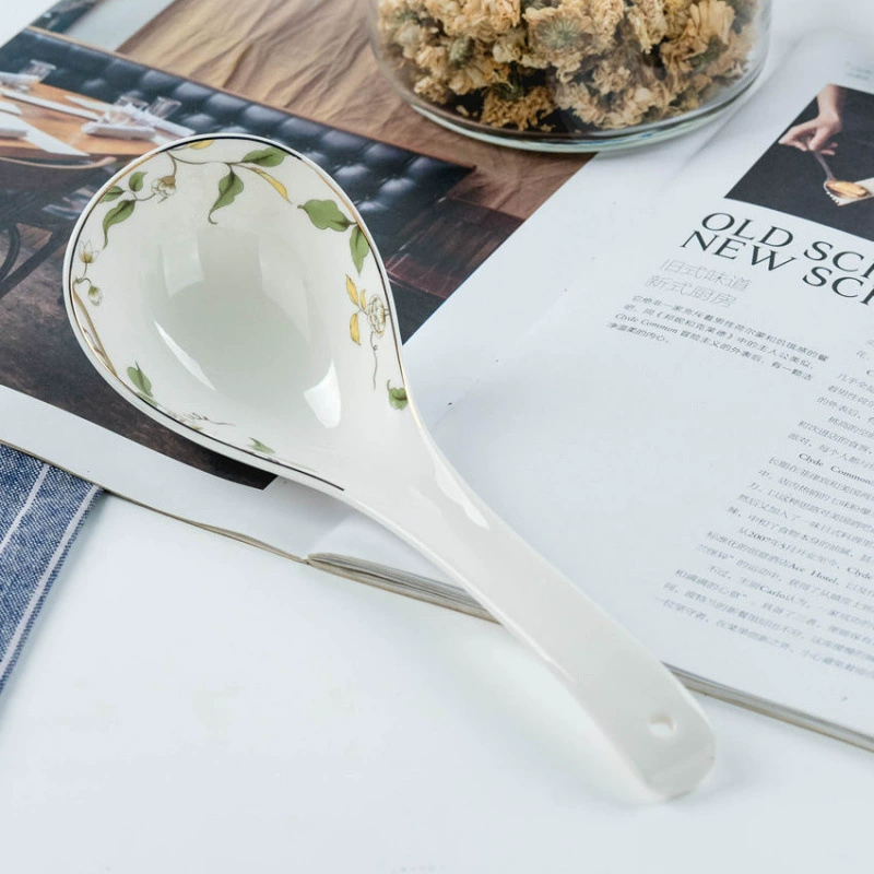 Jinlan Jade Bone China Ложка для супа Champs Elysees Bone China Большая ложка Фарфор Большая ложка для супа Chang'an Zero Capacity.