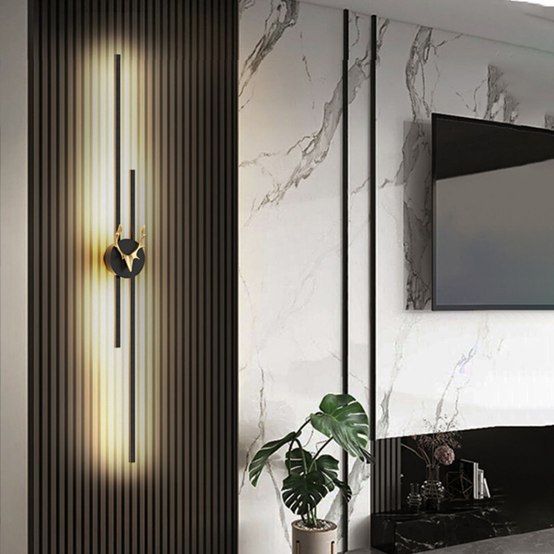 lámpara de pared de banda larga minimalista parrilla de sala de estar TV lineal lámpara de pared de fondo dormitorio simple cabezal de cama lámpara de pared de hotel