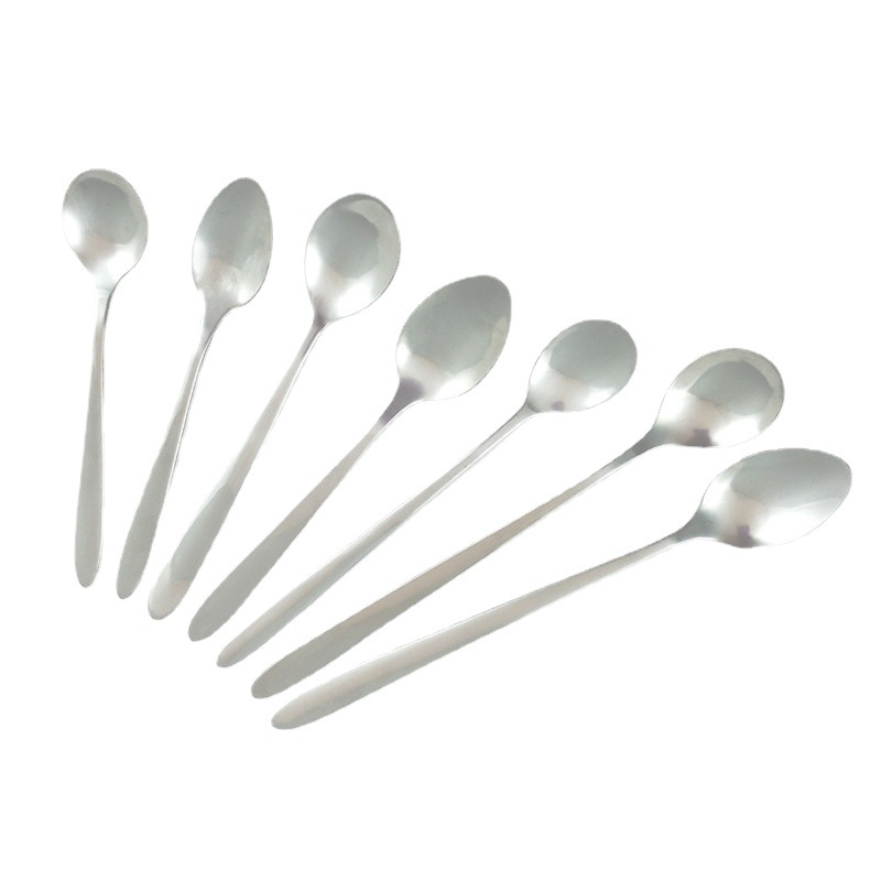 Cuchara de acero inoxidable con mango ligero postre cuchara de café mango largo cuchara de mezcla hogar comiendo vajilla de acero inoxidable