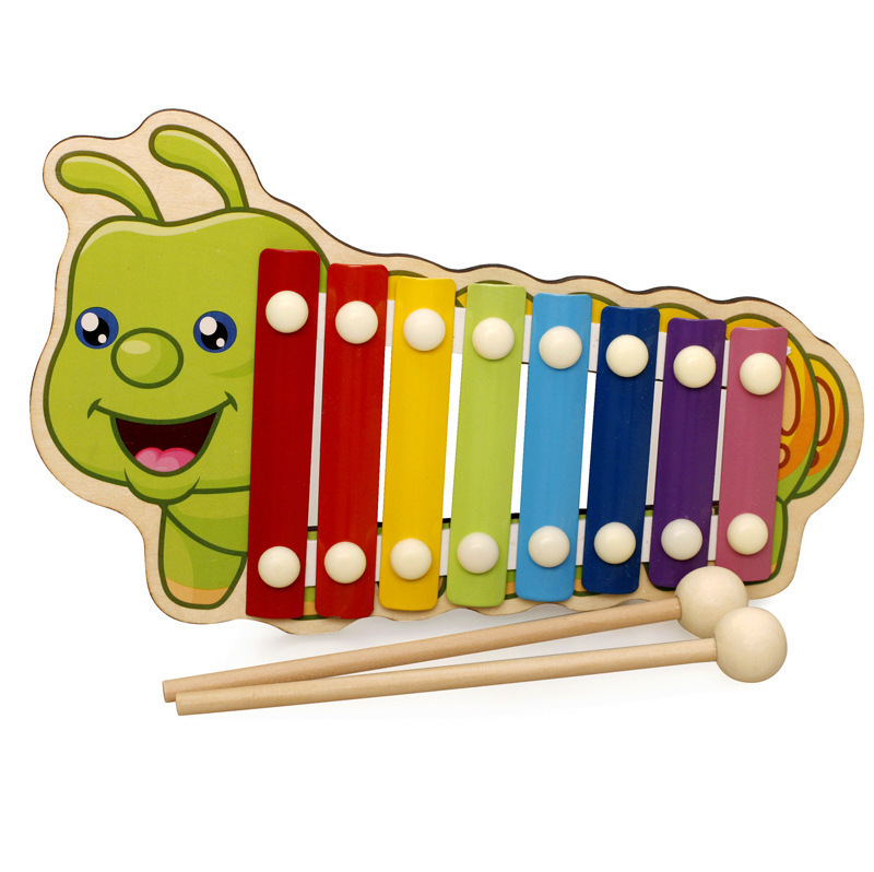 Montessori de madera de dibujos animados animal de ocho tonos de piano instrumento musical de percusión Infantil Educación Preescolar juguete educativo lote