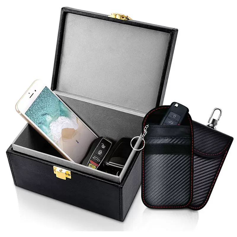 1屏蔽盒+2钥匙包套装法拉第盒汽车无钥匙进入安全保护器 RFID防盗