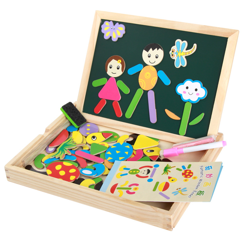 Venta directa de fábrica de juguetes educativos para niños Magnetic Pinpinle Baby Educación temprana Iluminación Tablero de dibujo magnético de madera para niños pequeños