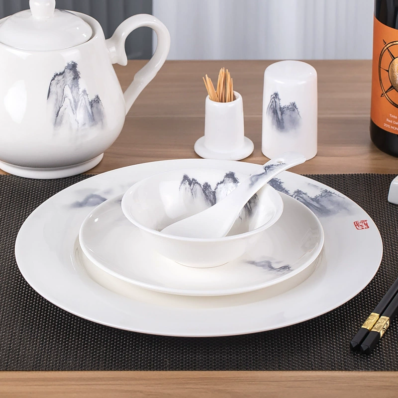 Sansui, ceramic tableware for hotel, set, Chinese style, 3 piece set