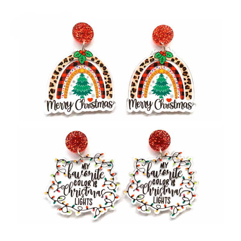 10g Weight Earrings Classification 1 Pair Cartoon Style Christmas Tree Letter Arylic Earrings