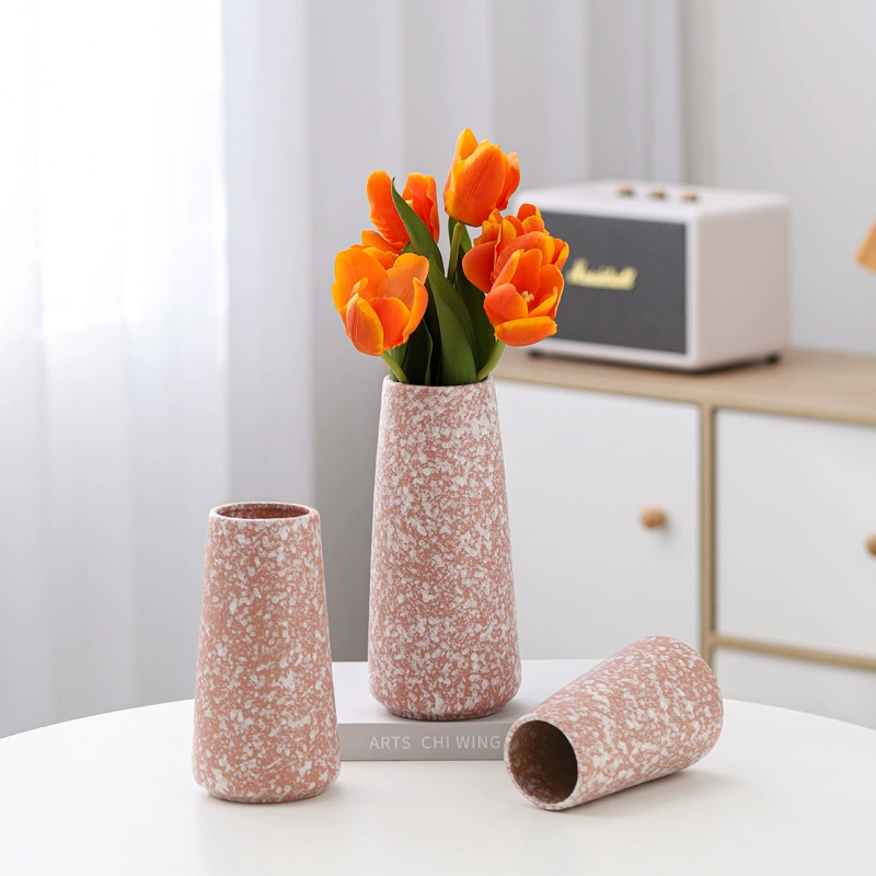 Керамическая ваза с широким ртом украшает китайский стиль креативный простой европейский стиль ретро большой диаметр матовый дзен белый пятна снежинки