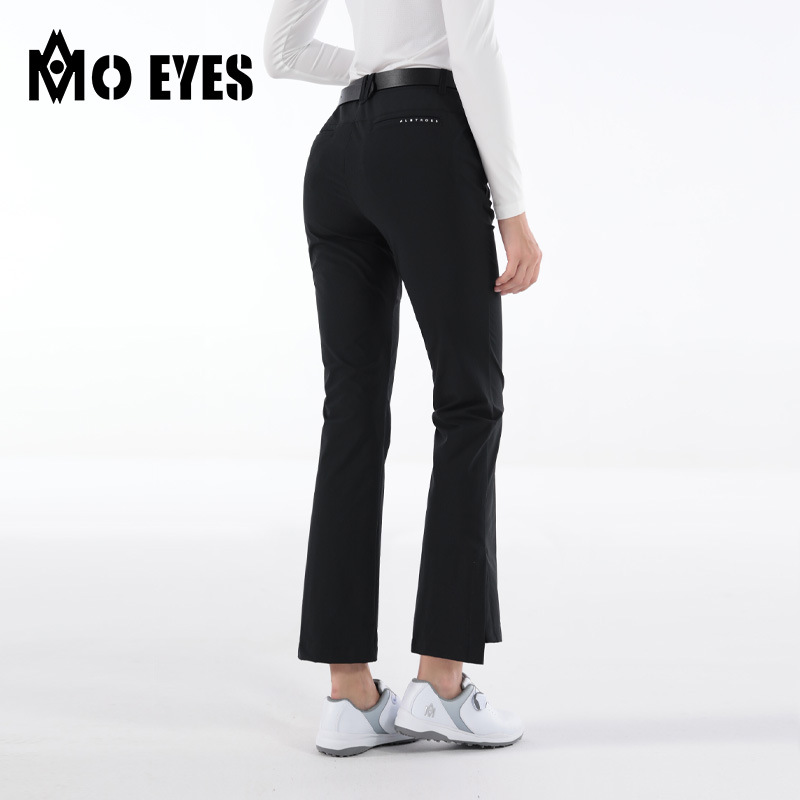 Quần golf nữ ống loe dài tôn dáng, túi khóa kéo vô hình, phong cách thu đông — M23YF018-Áo màu trắng, M23YF018-Áo màu đen, M23KUZ012-quần đen, M23KUZ012-Quần Trắng