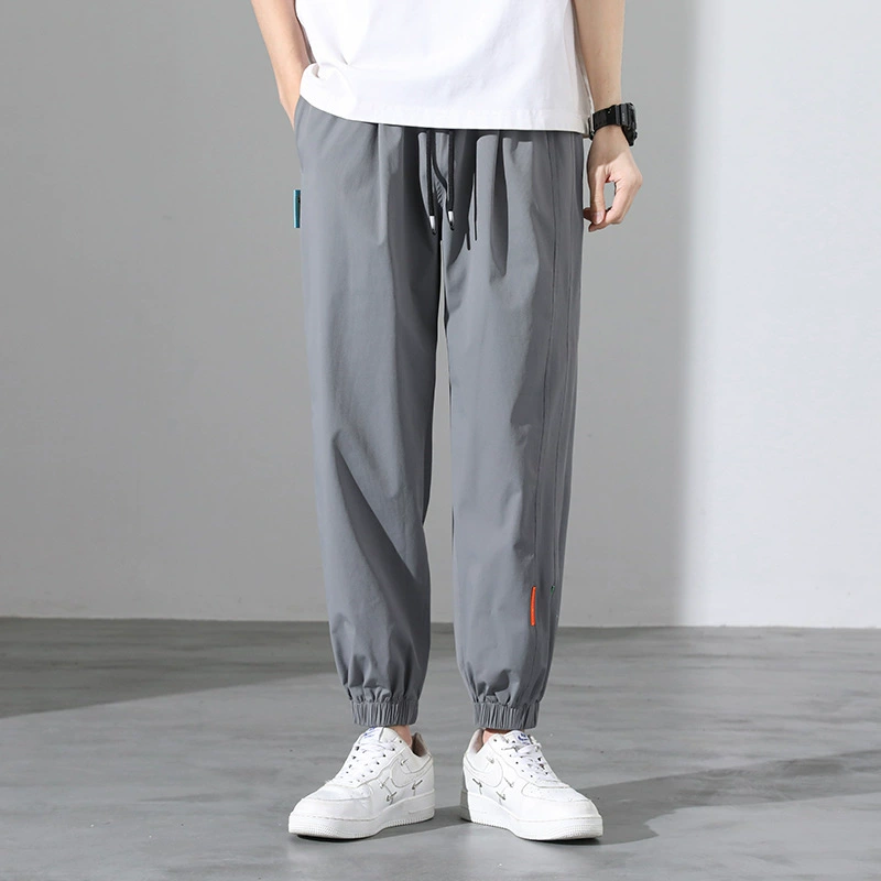 2023 Новый весенний мужской ледяной шелк больших размеров связка ног плюс удобрение спортивный тренд прямой Повседневный