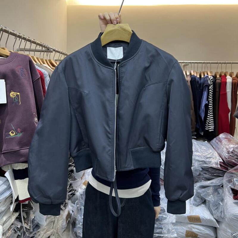 Quilted Baseball Jacket for Women, Short Style with Ruched Sleeves, 2025 Spring New Korean Version, Petite American-Style Jacket, Popular Coat