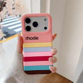 适用型号iphone17 PROMAX海莉同款Rhode彩色条纹硅胶手机壳保护套