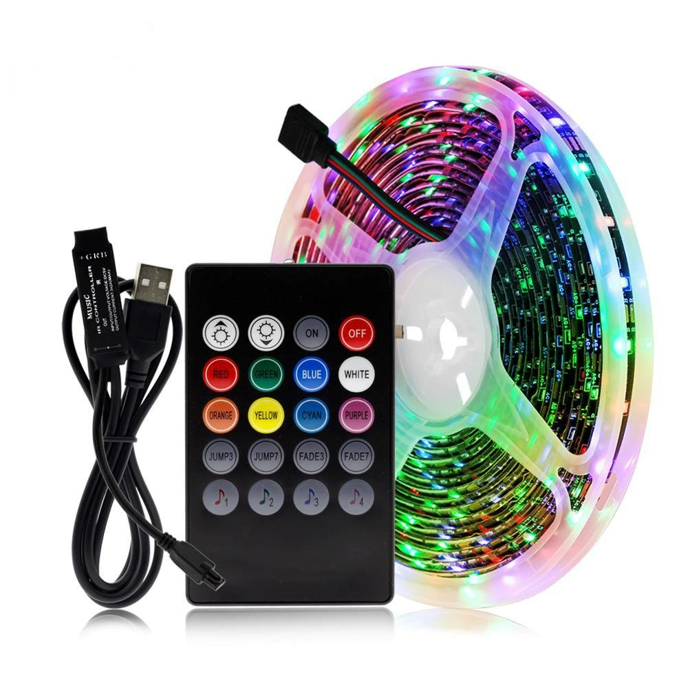 Светильник с 20 клавишами USB, 5050 RGB с музыкальной атмосферой, подсветка телевизора для дома, пульт дистанционного управления, 5В низковольтная светодиодная лента