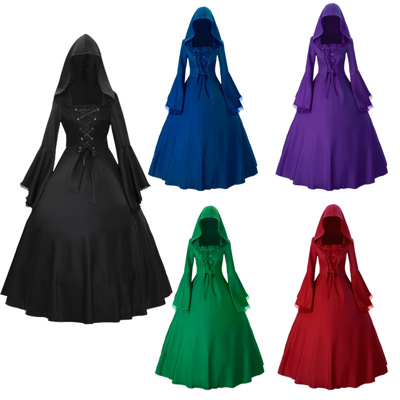 Halloween Women's Dress Medieval Retro Gothic Bell Sleeve Stage Party Corset Dress Gothic Style Halloween Women's Dress Medieval Retro Gothic Bell Sleeve Stage Party Corset Dress Gothic Style