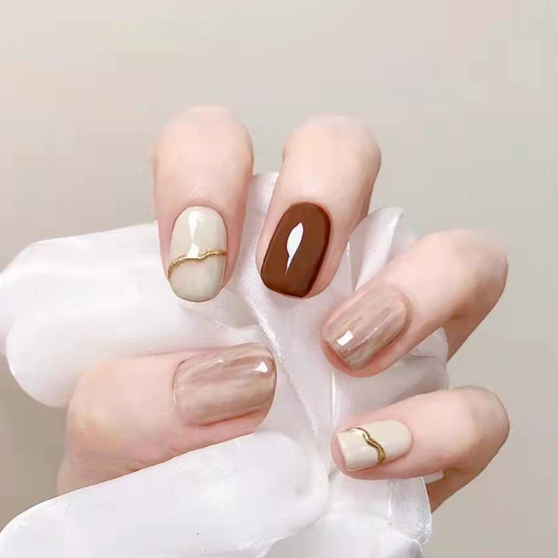 Simple high-grade white fresh gentle style fake nail patch manicure detachable wear nail piece wholesale