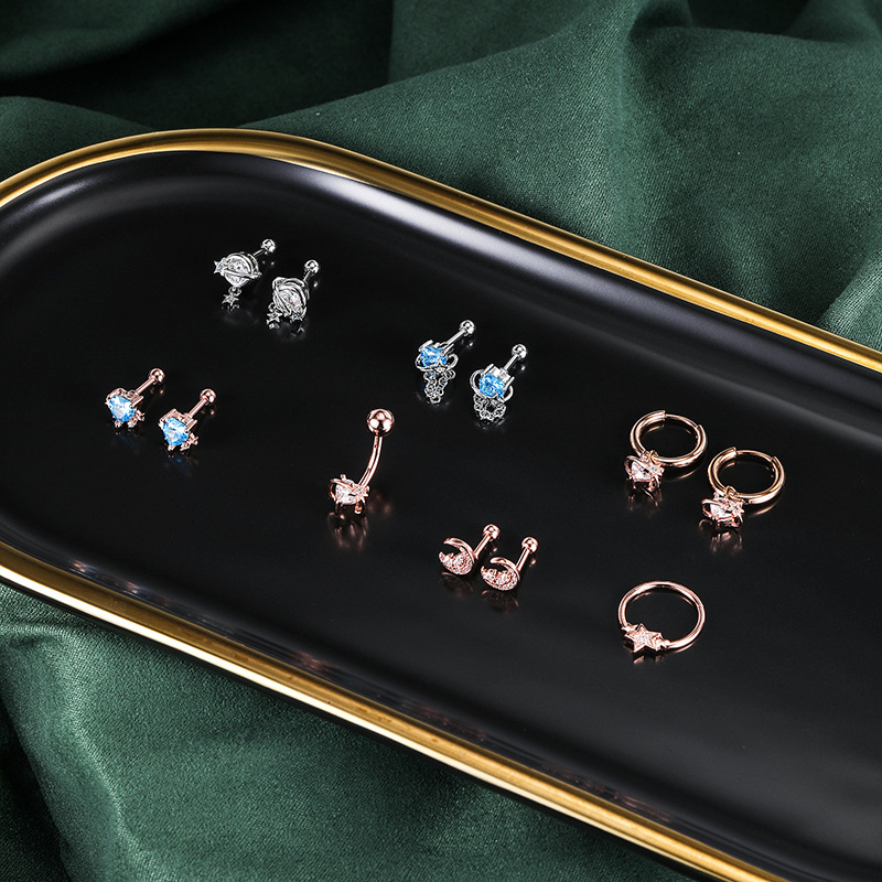 Elegant All-Match Star Moon Earrings with CZ Zircon Stainless Steel for Women detail image 9