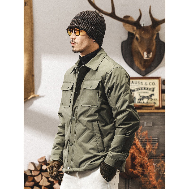 American Retro 90 White Duck down Lightweight down Jacket Men's Winter New Fashion Brand Embossed down Shirt Jacket Jacket
