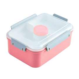 亚马逊热卖 四面扣多格密封塑料饭盒 长方形带酱料盒饭盒可印LOGO
