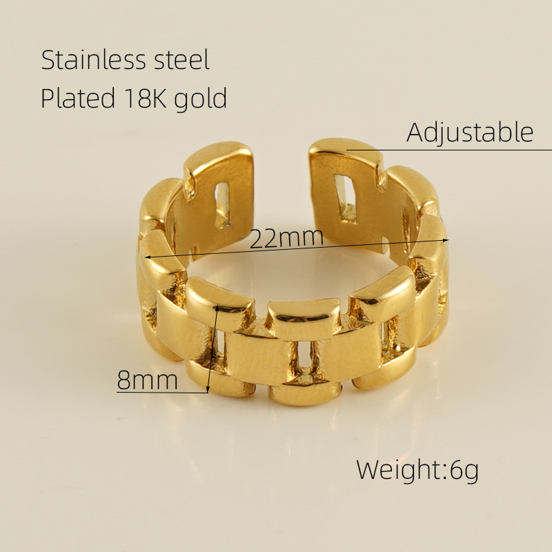 Nuevo diseño versátil acero inoxidable 18K oro geométrico anillo titanio acero simple anillo abierto