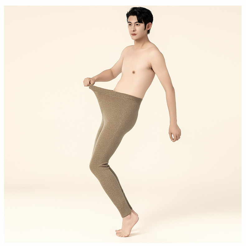 Quần legging cashmere nam nữ cao cấp lưng cao giữ ấm dệt kim — Màu xám đậm của nam giới chi tiết 9