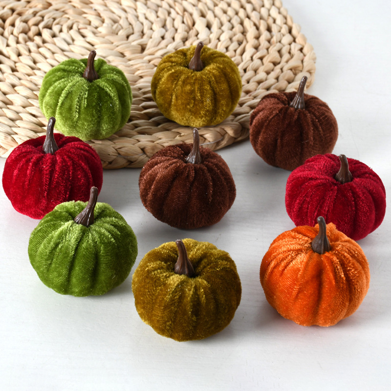 Cross-Border Faux Velvet Pumpkin Decorations Halloween Colorful Wrapped Pumpkin Festive Decoration Ornaments Amazon Cross-Border Faux Velvet Pumpkin Decorations Halloween Colorful Wrapped Pumpkin Festive Decoration Ornaments Amazon