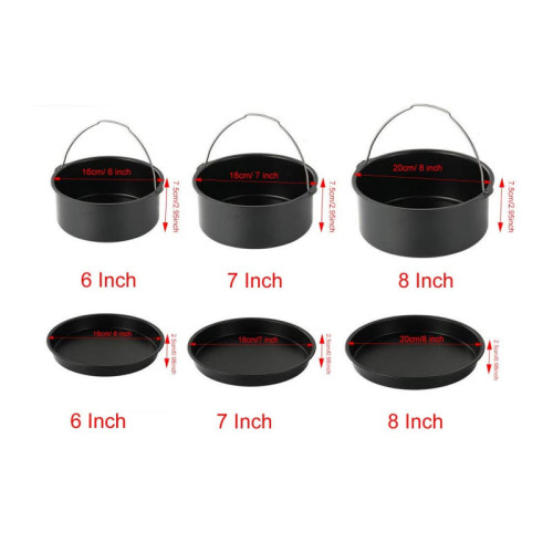 Air Fryer 6.7.8inch 2-3 Piece Set Electric Fryer Baking Basket Pizza Pan Baking Rack Air Fryer Accessories