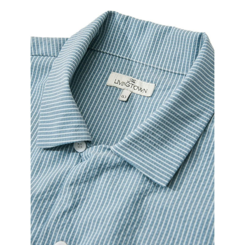 Быстро сохнущая ткань сеерсукер Солона текстура в полоску футболка с коротким рукавом