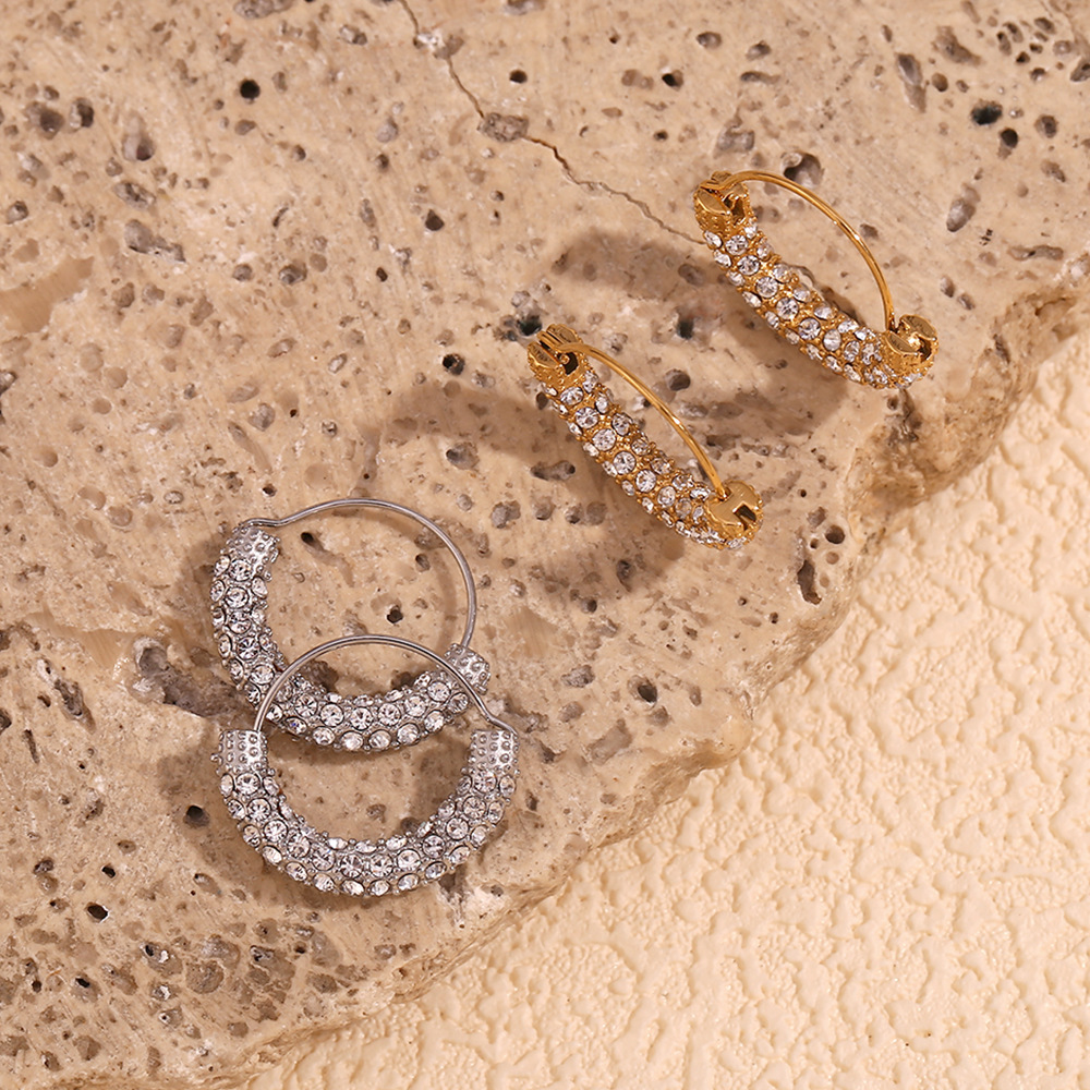 White Diamond Hanging Basket Earrings