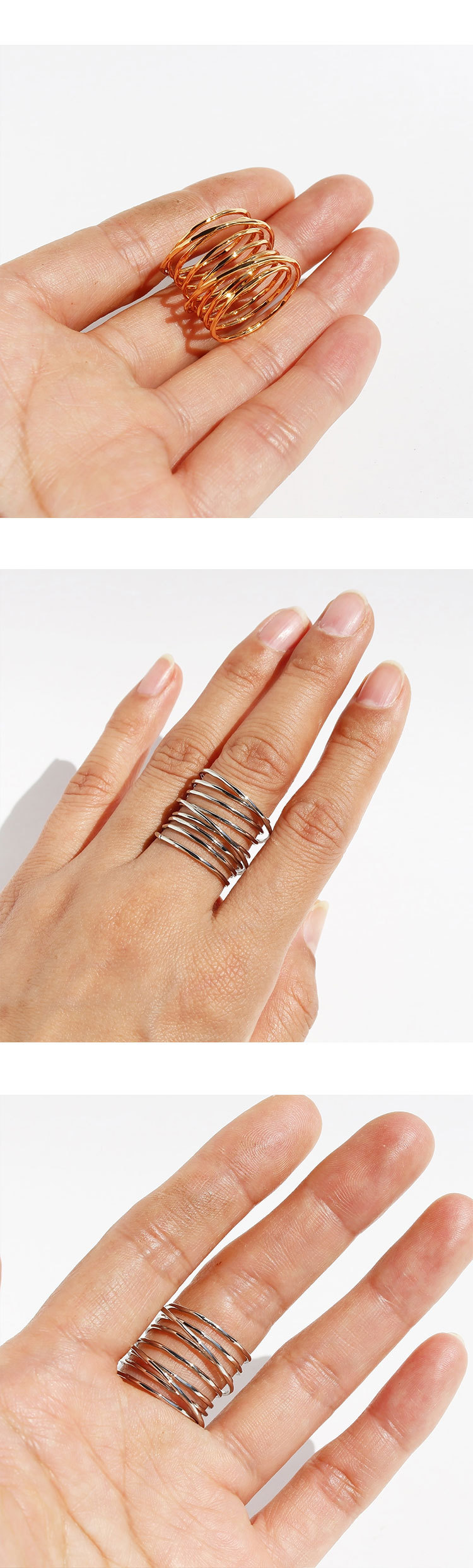 7g Weight 18K Gold Plated Plating Material Rings Classification One Size Ring Size Brass 18K Gold Plated Simple Style Irregular Plating Lines Rings