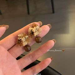 复古美拉德晕染花朵耳环女轻奢小众高级感气质耳钉独特漂亮耳饰