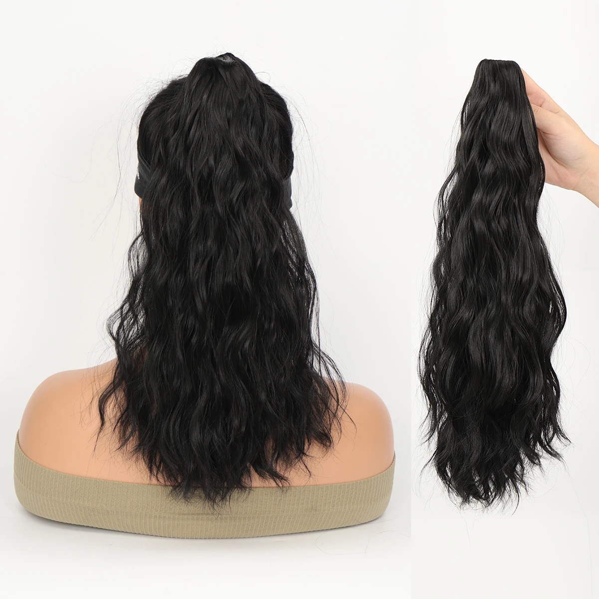 Peluca mujer cola de caballo en línea celebridad estilo coreano pinza de pelo pera flor rollo natural sin costura artificial Pelo Corto Cola de Caballo alta torcedura trenza