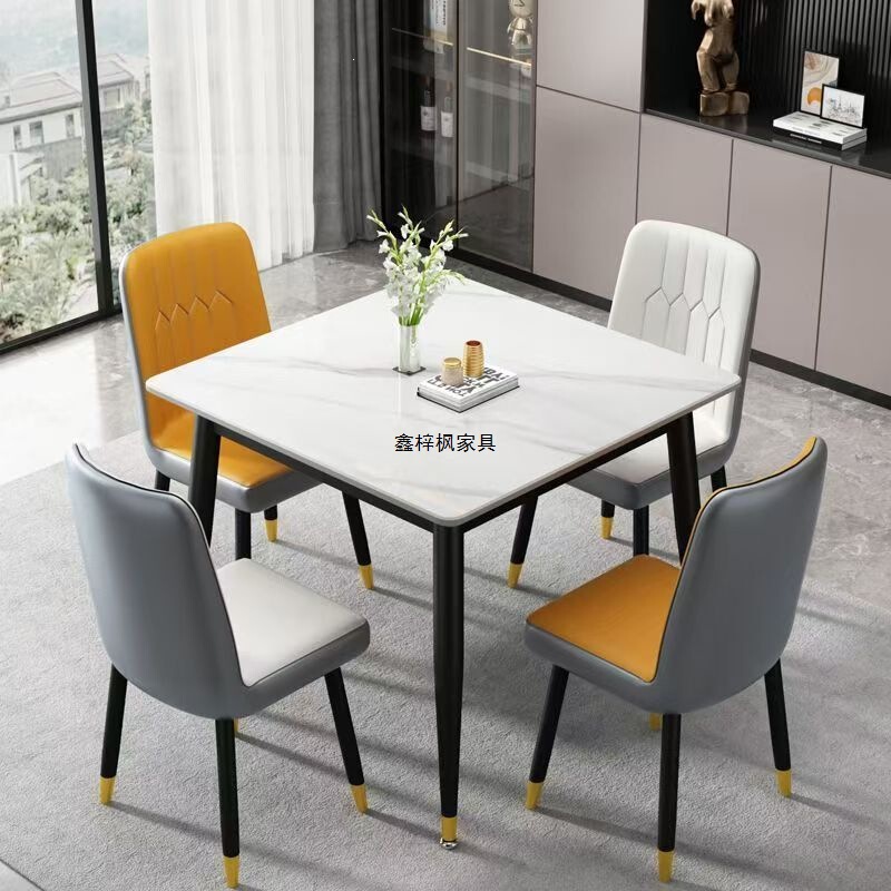 Xinzifeng Slate Dining Table for Home Use, Small Apartment Square Table and Chair Set, Reception and Negotiation Table, Light Luxury Italian Style Xinzifeng Slate Dining Table for Home Use, Small Apartment Square Table and Chair Set, Reception and Negotiation Table, Light Luxury Italian Style