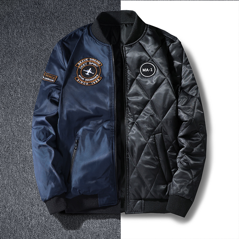Autumn and Winter Reversible Pilot Air Force Jacket Ma1 Men's Large Size Baseball Jacket Youth Casual Versatile Coat