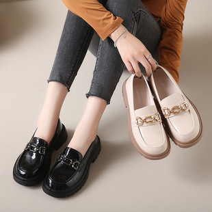 Loafers for Women 2025 New Spring and Summer Popular Women's Shoes Thick-Soled Slip-On Flats Versatile British Ultra-Light Small Leather Shoes