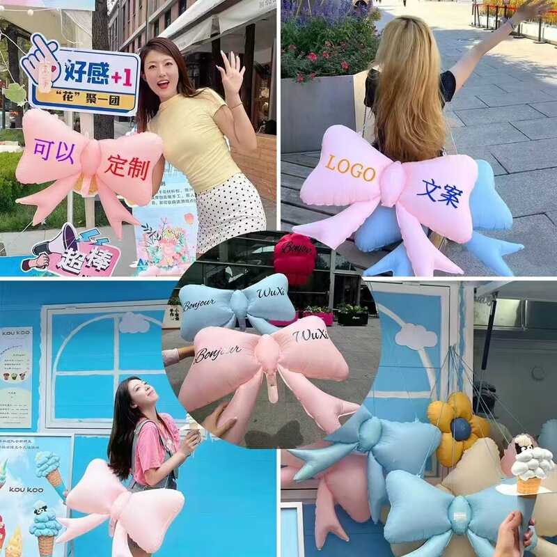 Ins Macaron Small Fresh Matte Big Bow Birthday Balloon Decoration Shopping Mall Layout Outdoor Photo Props