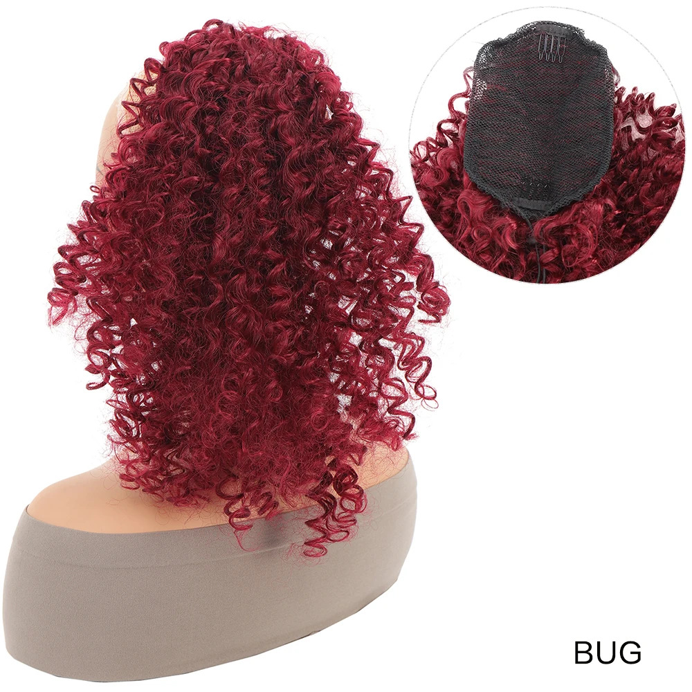Foreign Trade Wig For Women, Drawstring Style, African Small Curls, Afro Puff, Short Ponytail, Synthetic Hair Ponytail_voghion.com