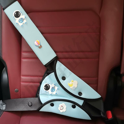 Seat belt shoulder pad Universal Adjustable Device for Rear - blue-astronaut-suit