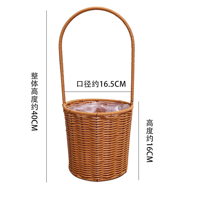 Cestas de mano tejidas a mano de plástico de caña decorativa flor seca canasta de flores portátiles canasta de regalos al por mayor