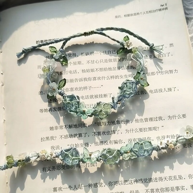 【Zhi Die】Macrame Synthetic Raw Stone Woven Mesh Bag New Chinese Style Braided Rope Hand Rope Forest Style Crystal Bracelet for Women
