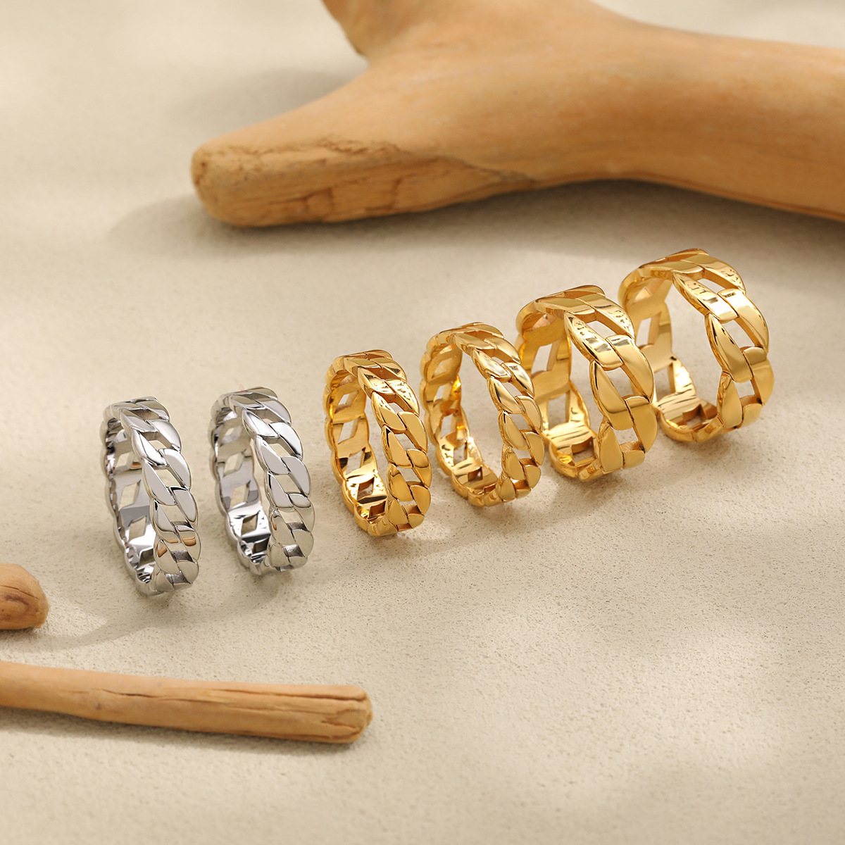 Wide Cuban Chain Ring In Titanium Steel Minimalist Unisex Design_voghion.com