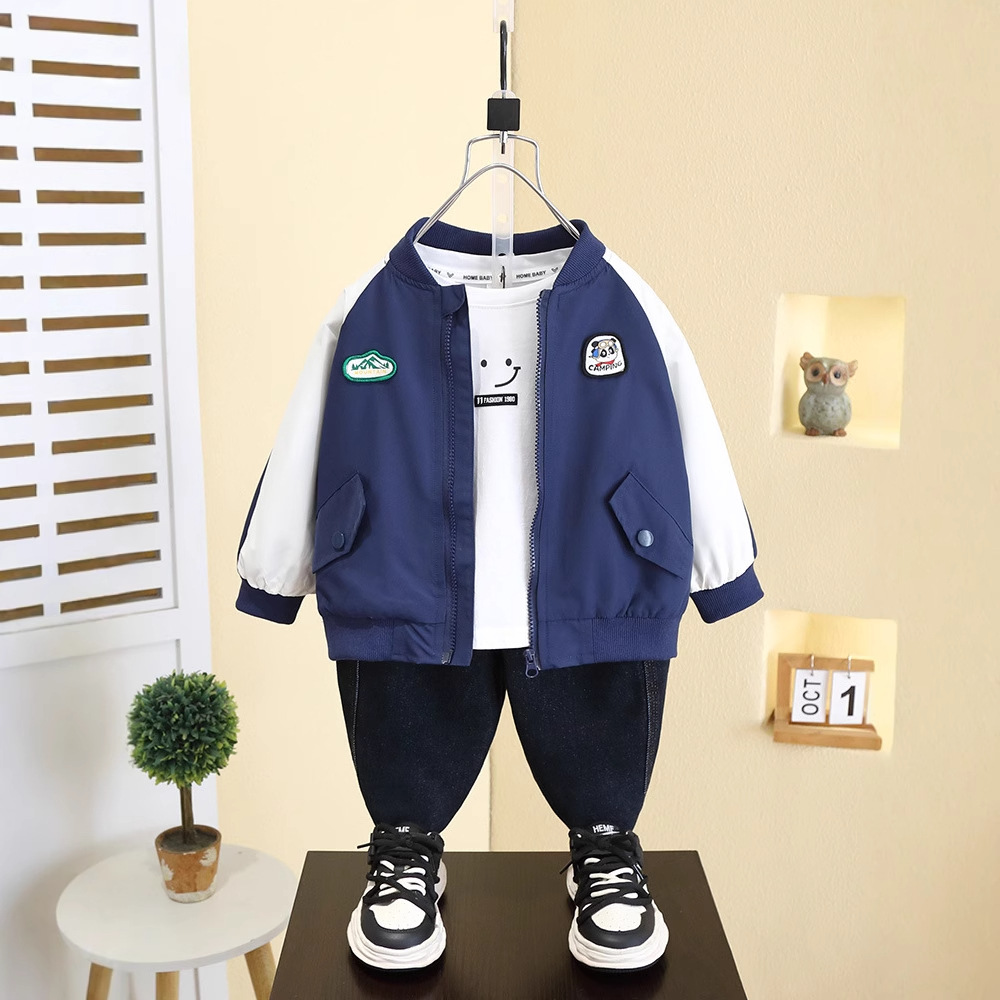 7531 chaqueta de niño 2025 primavera y otoño nuevo estilo primavera para niños traje de béisbol delgado de primavera, blusa de manga larga coreana