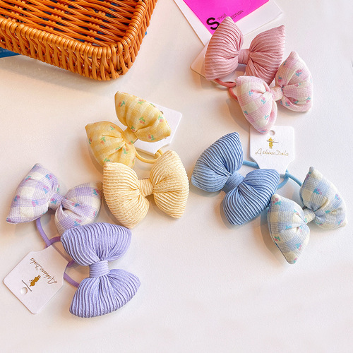 Children's hair tie little girl's cute cotton bow rubber band baby headband Korean style girl's headwear