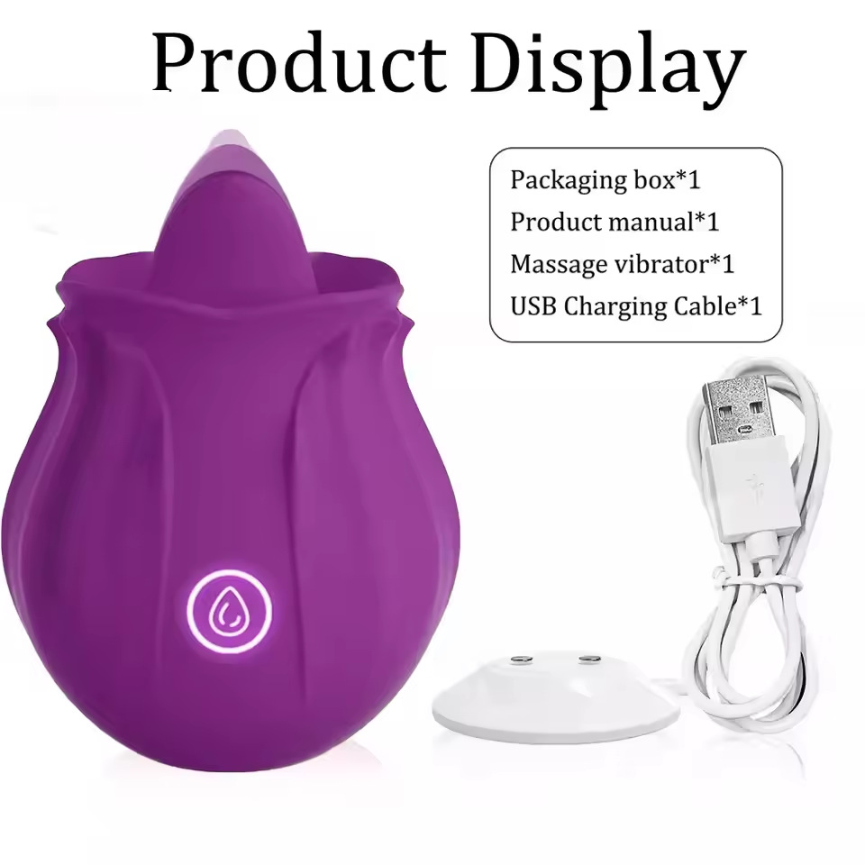 Huevo Vibrador con Succión Forma de Rosa de Silicona, Silencioso, para Mujeres