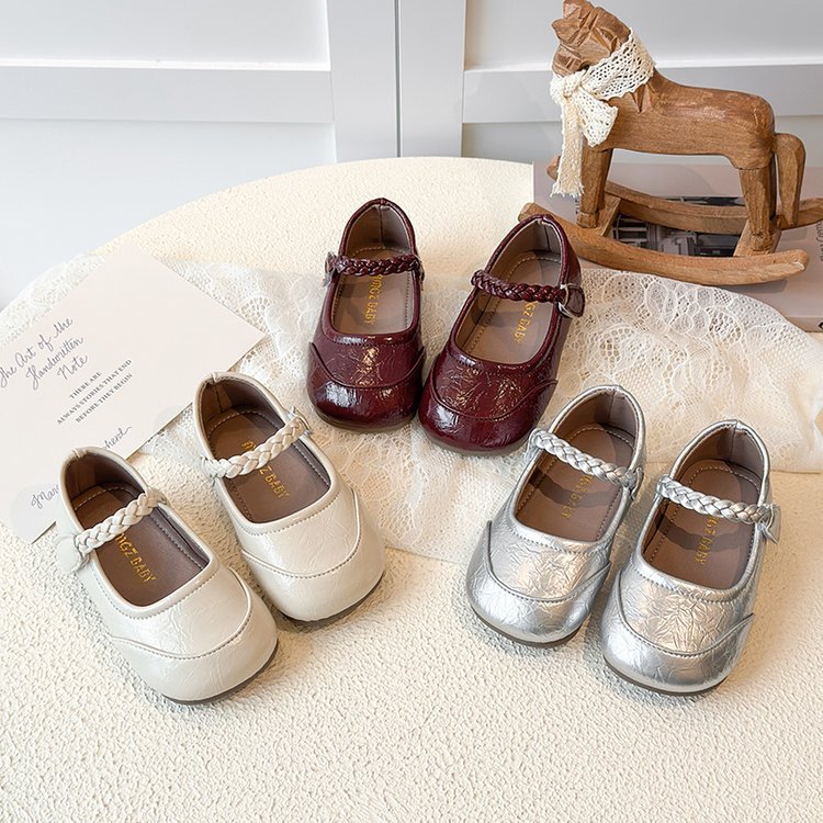 Girls' Shoes 2025 New Kidsren's Princess Shoes Spring and Autum Girls' Small Leather Shoes Baby Fashion Woven Shoes Trendy