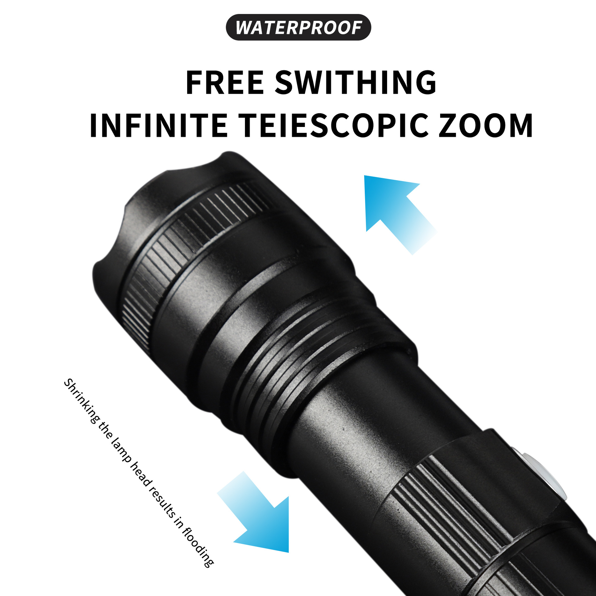 Transfronterizo nueva linterna de luz intensa láser blanco linterna multifuncional al aire libre Tpye-C recargable COB luz lateral zoom