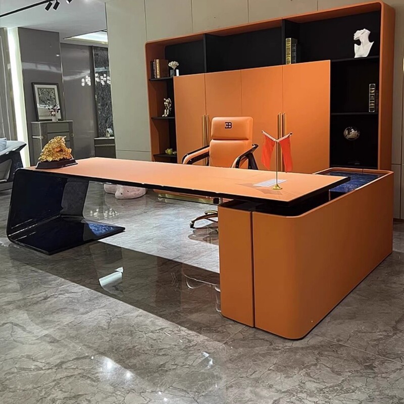 Bugatti desk, light luxury and high-end feel, executive office desk, modern designer corner computer desk, boss desk with chair Bugatti desk, light luxury and high-end feel, executive office desk, modern designer corner computer desk, boss desk with chair