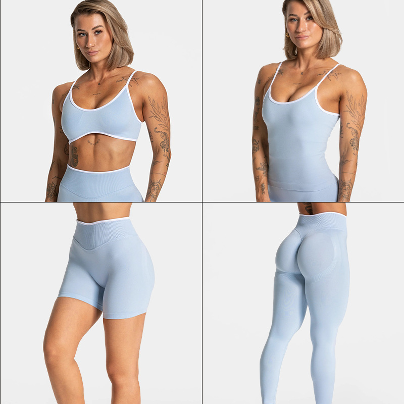 Teveo Contrast Color Bra Cross-Border New Sports Bra Shockproof Bra Outdoor Fitness Yoga Sports Vest Women