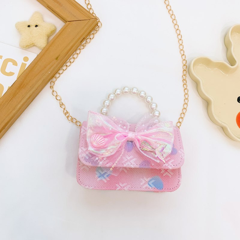 2025 nuevo bolso infantil bolso de perla princesa rosa bolso de hombro para niñas bolso de cambio
