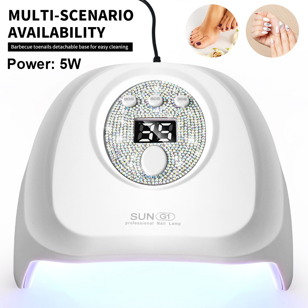 USB LED nail dryer lamp, fast-drying, rhinestone-decorated