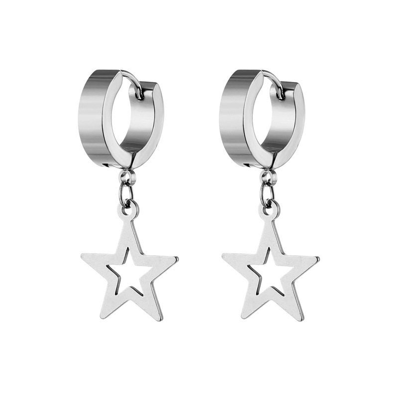 1 Piece Vintage Style Star Stainless Steel Plating Hollow Out Drop Earrings display picture 3