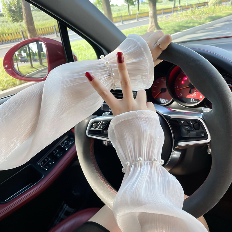 Verano de protección solar encaje malla hielo manga las mujeres grandes al aire libre conducción suelta transpirable largo brazo protección seda hielo ovisleeve