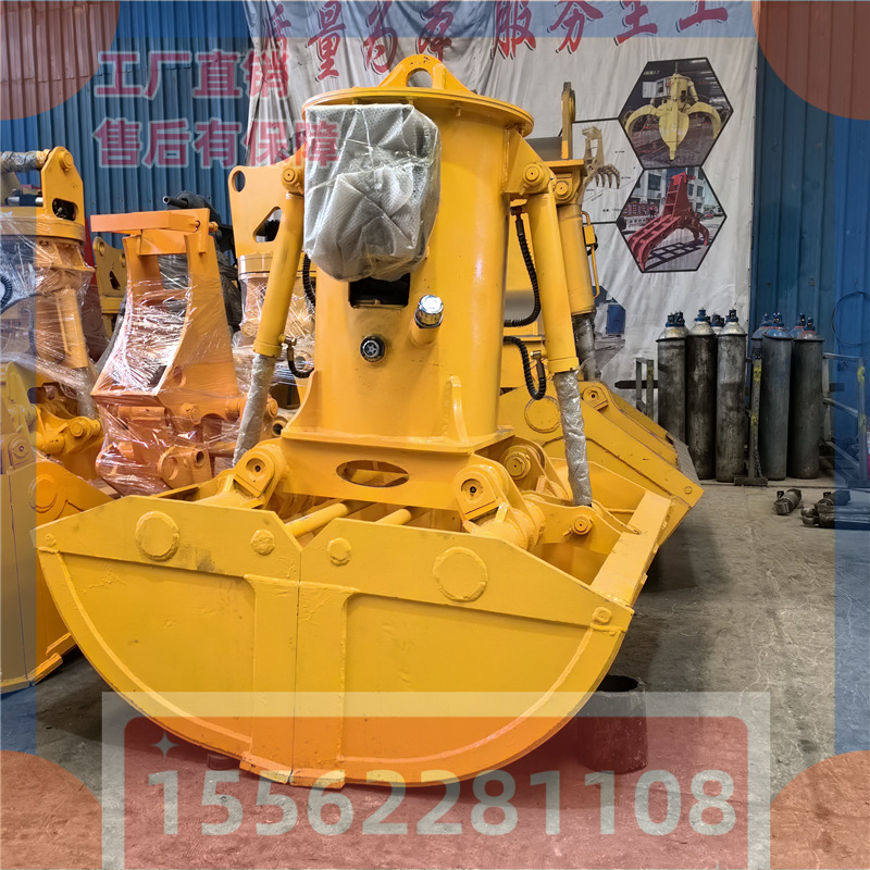 厂家直供旋转式液压贝壳斗双油缸抓料斗码头抓沙斗液压挖机贝壳斗